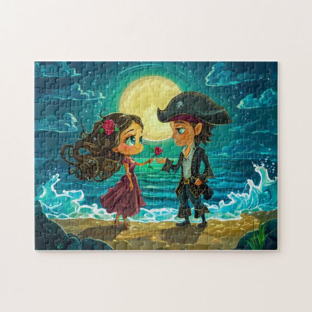 Pirate Marries His Bride on the Beach Jigsaw Puzzle (Horizontal)