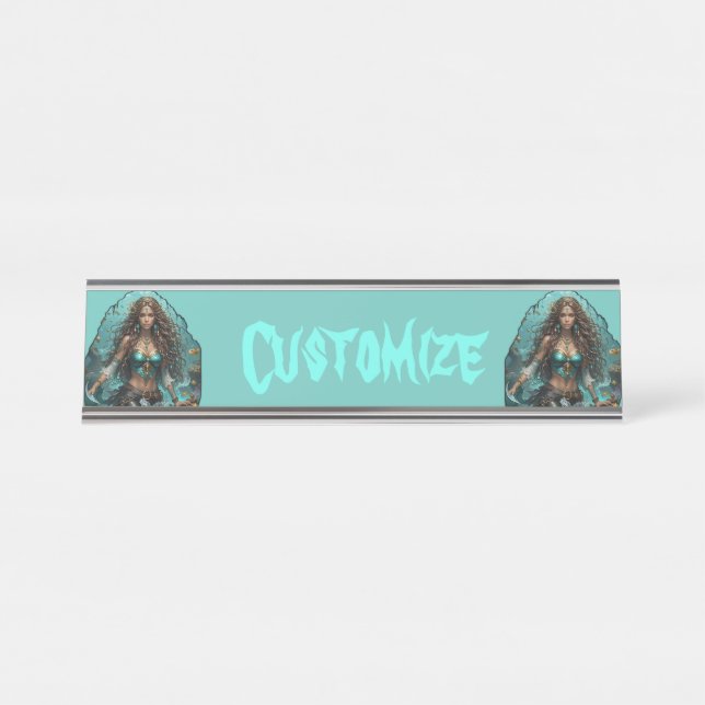 Pirate Mermaid Lady Thunder_Cove Desk Name Plate (Front)