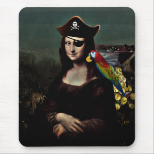 Pirate Mona Lisa with Eye Patch Mouse Pad