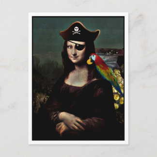 Pirate Mona Lisa with Eye Patch Postcard