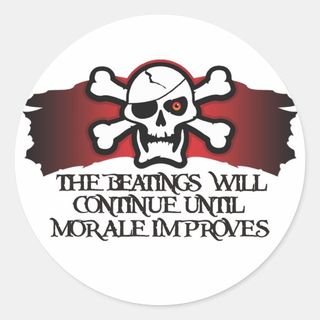 Pirate Morale Classic Round Sticker (Front)