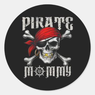 Pirate Mummy Jolly Roger Flag And Skull Crossbones Classic Round Sticker
