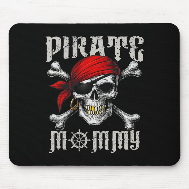 Pirate Mummy Jolly Roger Flag And Skull Crossbones Mouse Pad (Front)