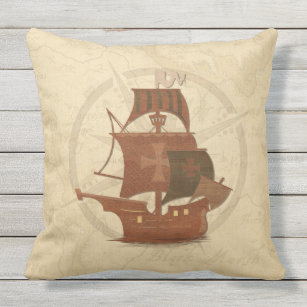 Pirate Mystery Ship Outdoor Cushion