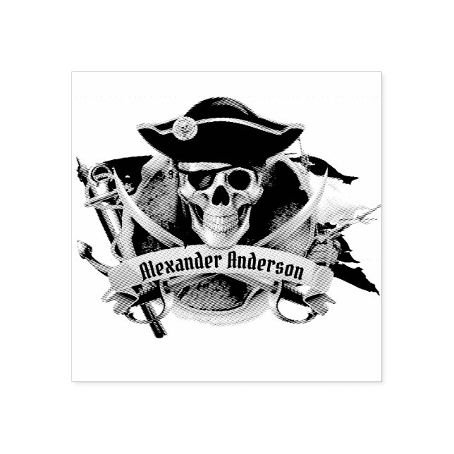 Pirate Name Plate Personalise Rubber Stamp (Imprint)