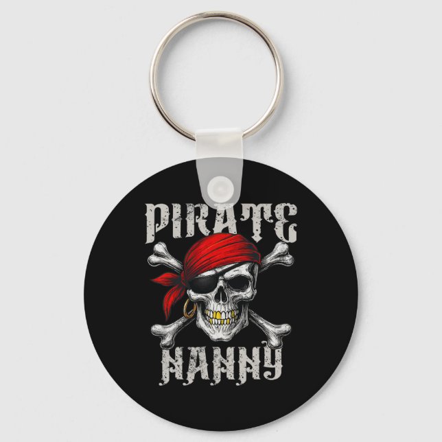 Pirate Nanny Jolly Roger Flag And Skull Crossbones Key Ring (Front)