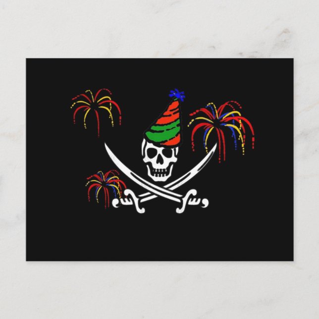 Pirate New Year's Eve Party Invitation Postcard (Front)
