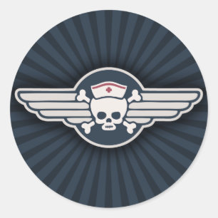 Pirate Nurse Wings III Classic Round Sticker