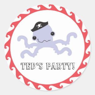 Pirate Octopus Favour Sticker