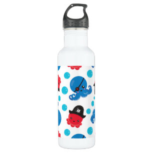 Pirate Octopus, Octopus Pattern, Sea Animals 710 Ml Water Bottle