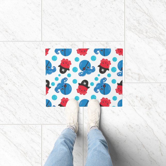 Pirate Octopus, Octopus Pattern, Sea Animals Doormat (Indoor)