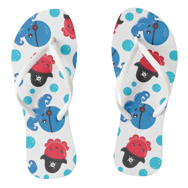 Pirate Octopus, Octopus Pattern, Sea Animals Jandals (Footbed)