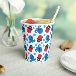 Pirate Octopus, Octopus Pattern, Sea Animals Paper Cups