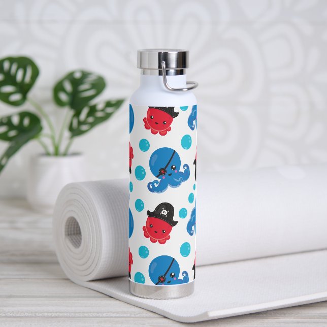 Pirate Octopus, Octopus Pattern, Sea Animals Water Bottle (Yoga)