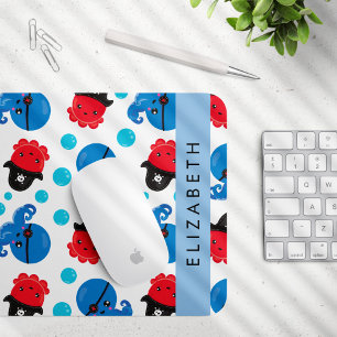 Pirate Octopus, Octopus Pattern, Sea, Your Name Mouse Pad