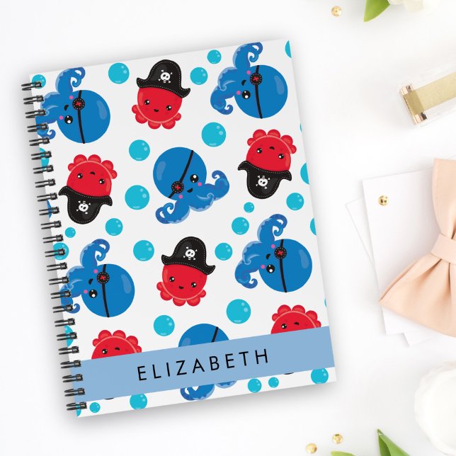 Pirate Octopus, Octopus Pattern, Sea, Your Name Planner (Creator Uploaded)