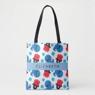 Pirate Octopus, Octopus Pattern, Sea, Your Name Tote Bag