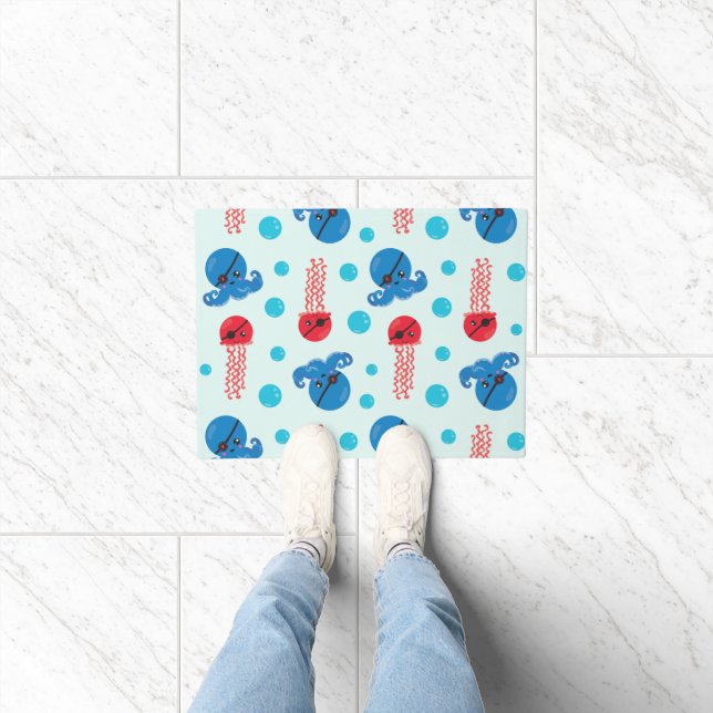 Pirate Octopus, Pirate Jellyfish, Sea Animals Doormat (Indoor)