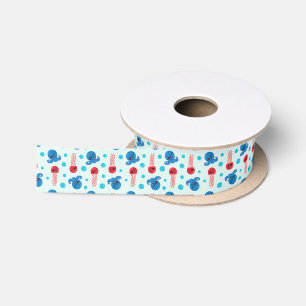 Pirate Octopus, Pirate Jellyfish, Sea Animals Satin Ribbon