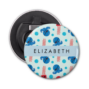 Pirate Octopus, Pirate Jellyfish, Sea, Your Name Bottle Opener