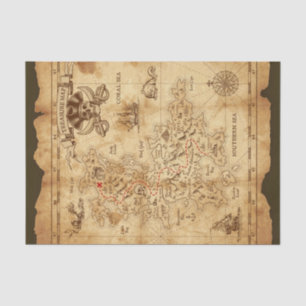 Pirate Old Vintage Treasure Map Birthday Party Tissue Paper