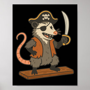 Pirate Opossum Funny Halloween Costume Possum Love Poster