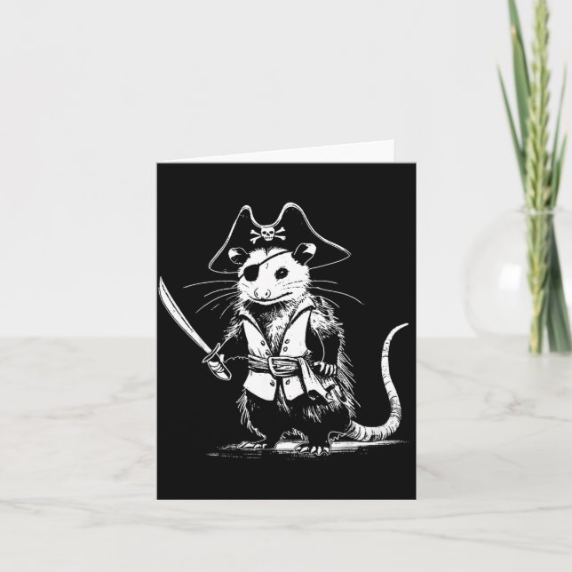 Pirate Opossum Funny Trash Cat Possum Meme Card (Front)