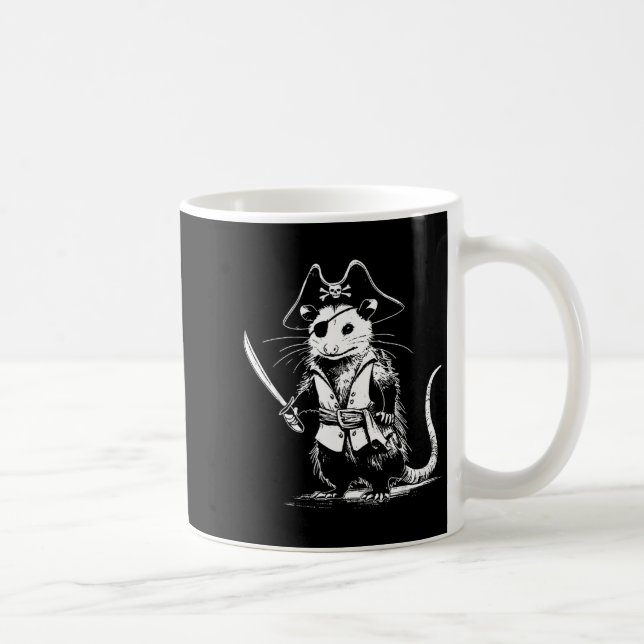 Pirate Opossum Funny Trash Cat Possum Meme Coffee Mug (Right)