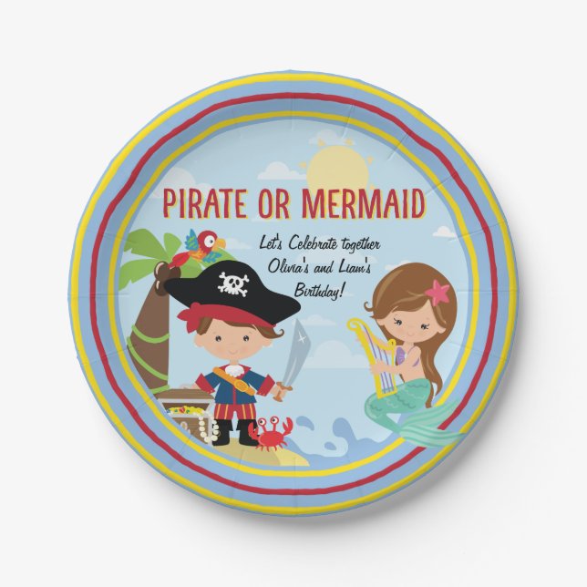 Pirate or Mermaid Paper Plate (Front)