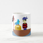 Pirate Out To Sea Coffee Mug<br><div class="desc">A cool pirate on his ship with his trusty parrott guading his treasures. Customize by adding a name or saying if so desired.</div>