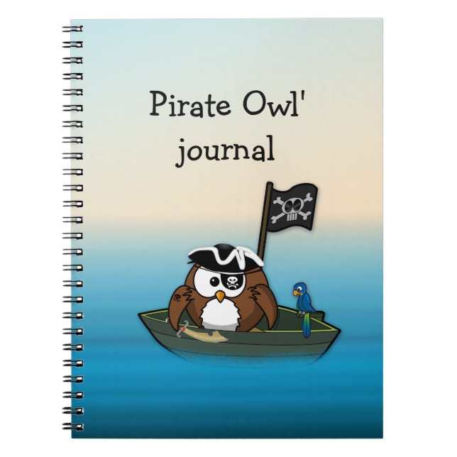 pirate owl - birthday party spiral notebook (Front)