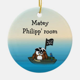 pirate owl - home decor ceramic tree decoration