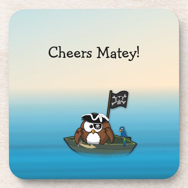 pirate owl - home decor coaster (Front)