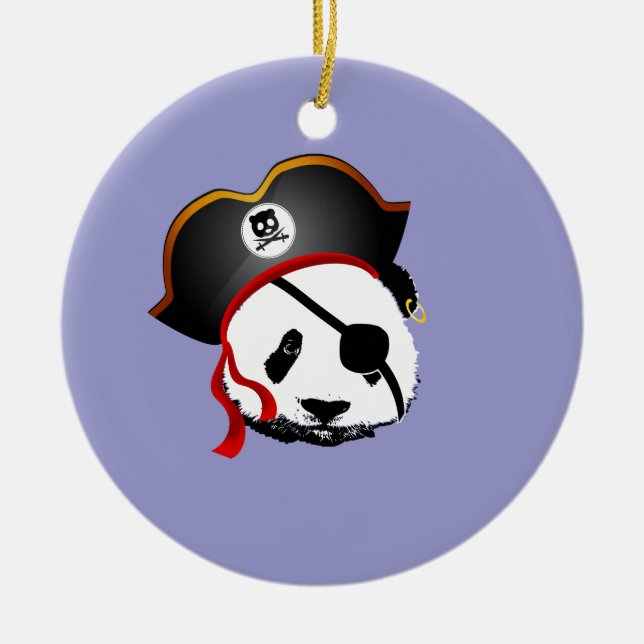 Pirate panda ceramic tree decoration (Front)
