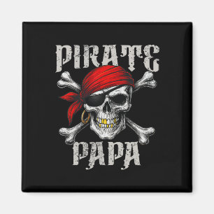 Pirate Papa Jolly Roger Flag And Skull Crossbones  Magnet