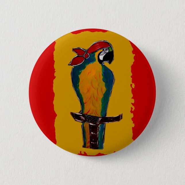 Pirate Parrot 6 Cm Round Badge (Front)