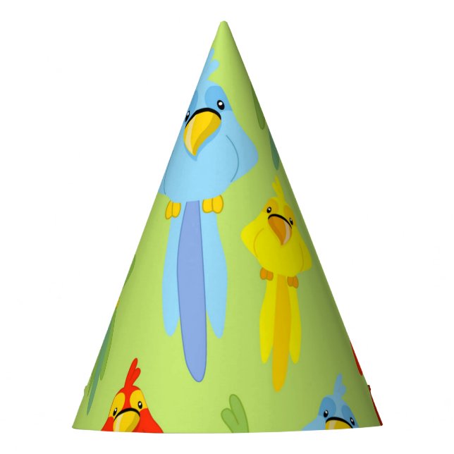 Pirate Parrot Bird Lovers Tropical Summer Animals Party Hat (Front)