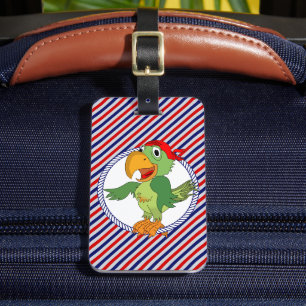 Pirate Parrot Nautical Personalised Luggage Tag