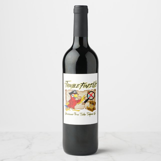 pirate parrot quote wine label (Front)