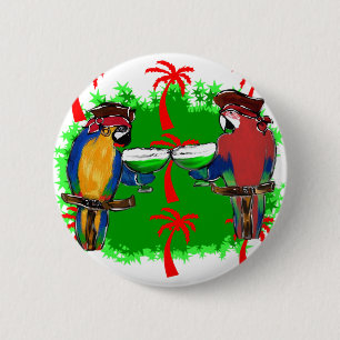 PIRATE PARROTS 6 CM ROUND BADGE