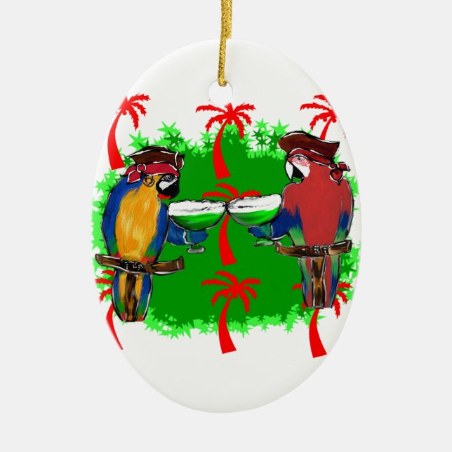 PIRATE PARROTS CERAMIC TREE DECORATION (Front)