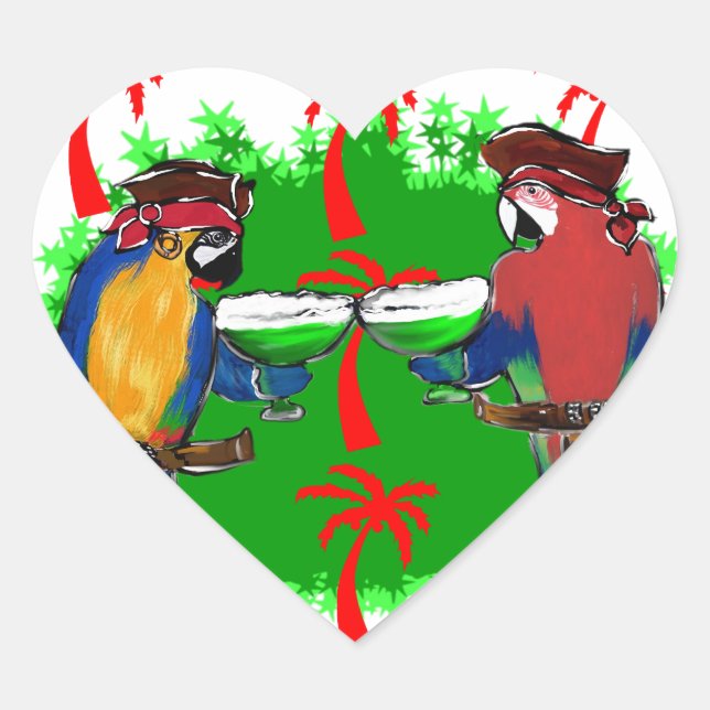 PIRATE PARROTS HEART STICKER (Front)