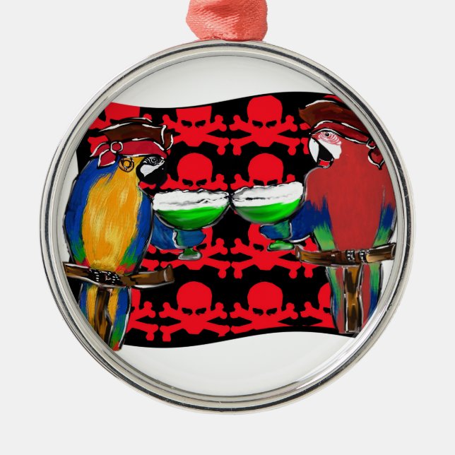 Pirate Parrots Metal Tree Decoration (Front)