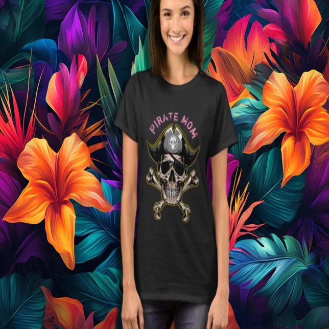 Pirate Party Adult  Skull Captain Cross Bones Mum T-Shirt (Creator Uploaded)