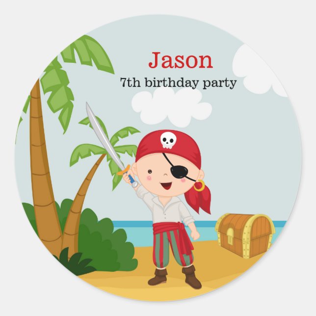 Pirate party classic round sticker (Front)