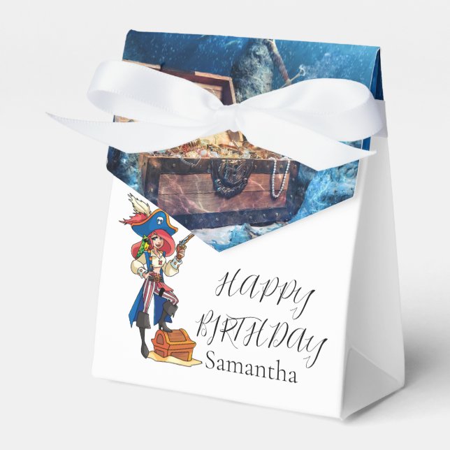 Pirate Party Girl Birthday Favour Box (Front Side)