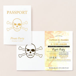 Pirate Party Gold Foil Passport Card
