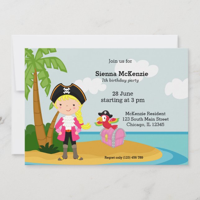 Pirate party invitation (Front)