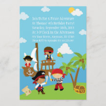 Pirate Party - Personalised Birthday Invitations