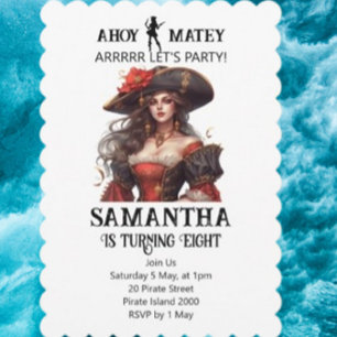Pirate Party Red  Invitation